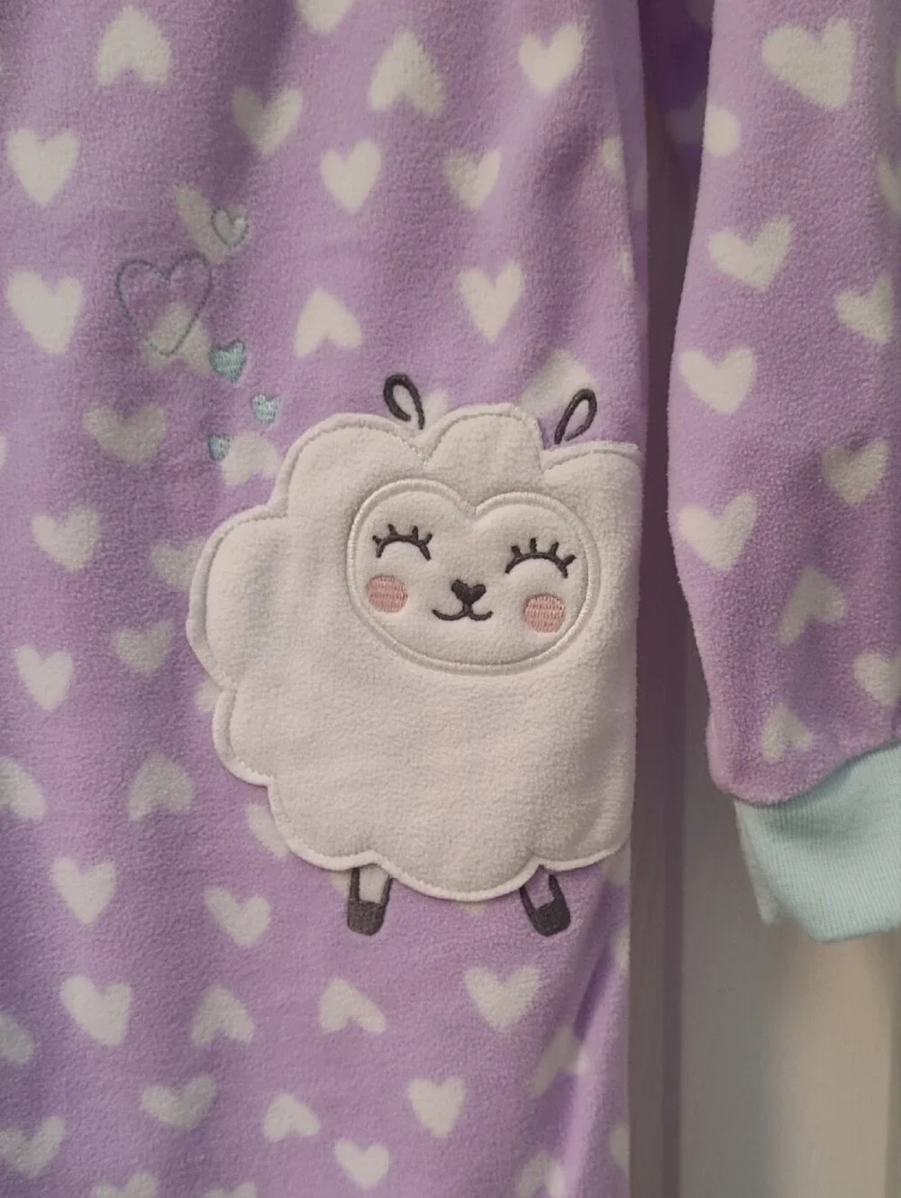 Carter's Lavender Heart Print Footed One-Piece Pajamas
